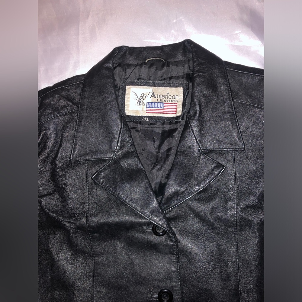 Women's Black Leather Jacket 2XL, see photo’s and measurements
